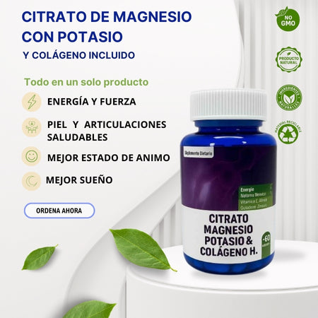 Citrato de Magnesio con Potasio y Colágeno incluido
