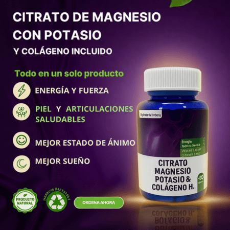 Citrato de Magnesio con Potasio y Colágeno incluido