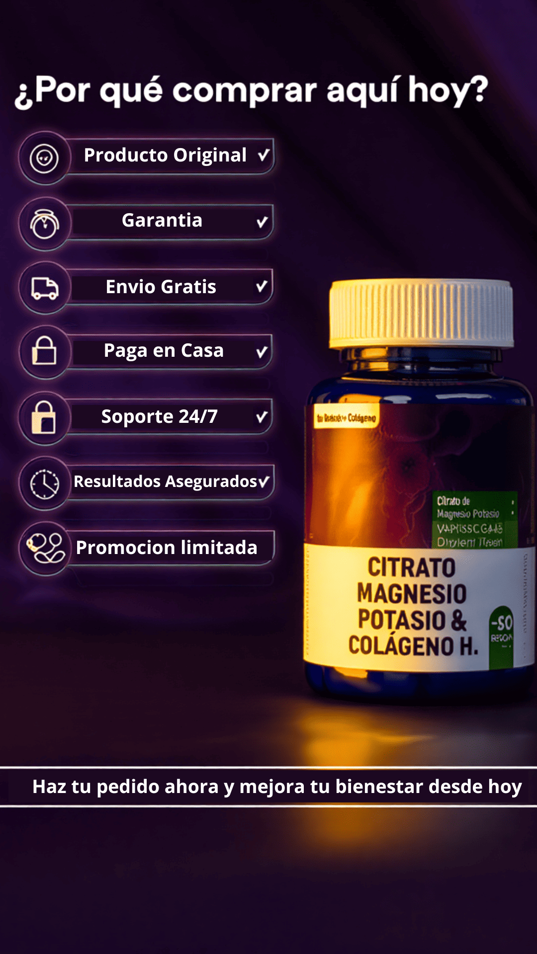 Citrato de Magnesio con Potasio y Colágeno incluido