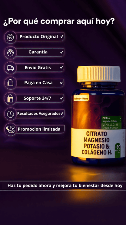 Citrato de Magnesio con Potasio y Colágeno incluido